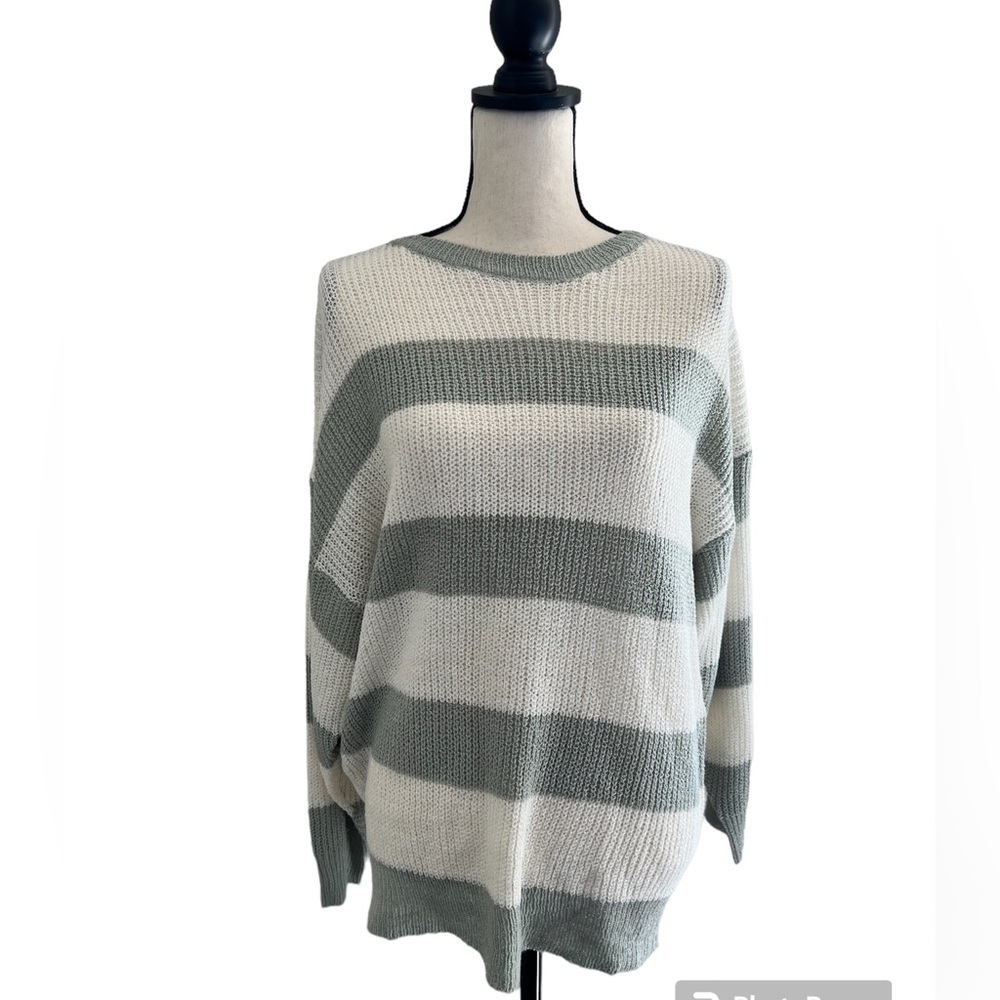 Hayden Stripped Gray and White Sweater